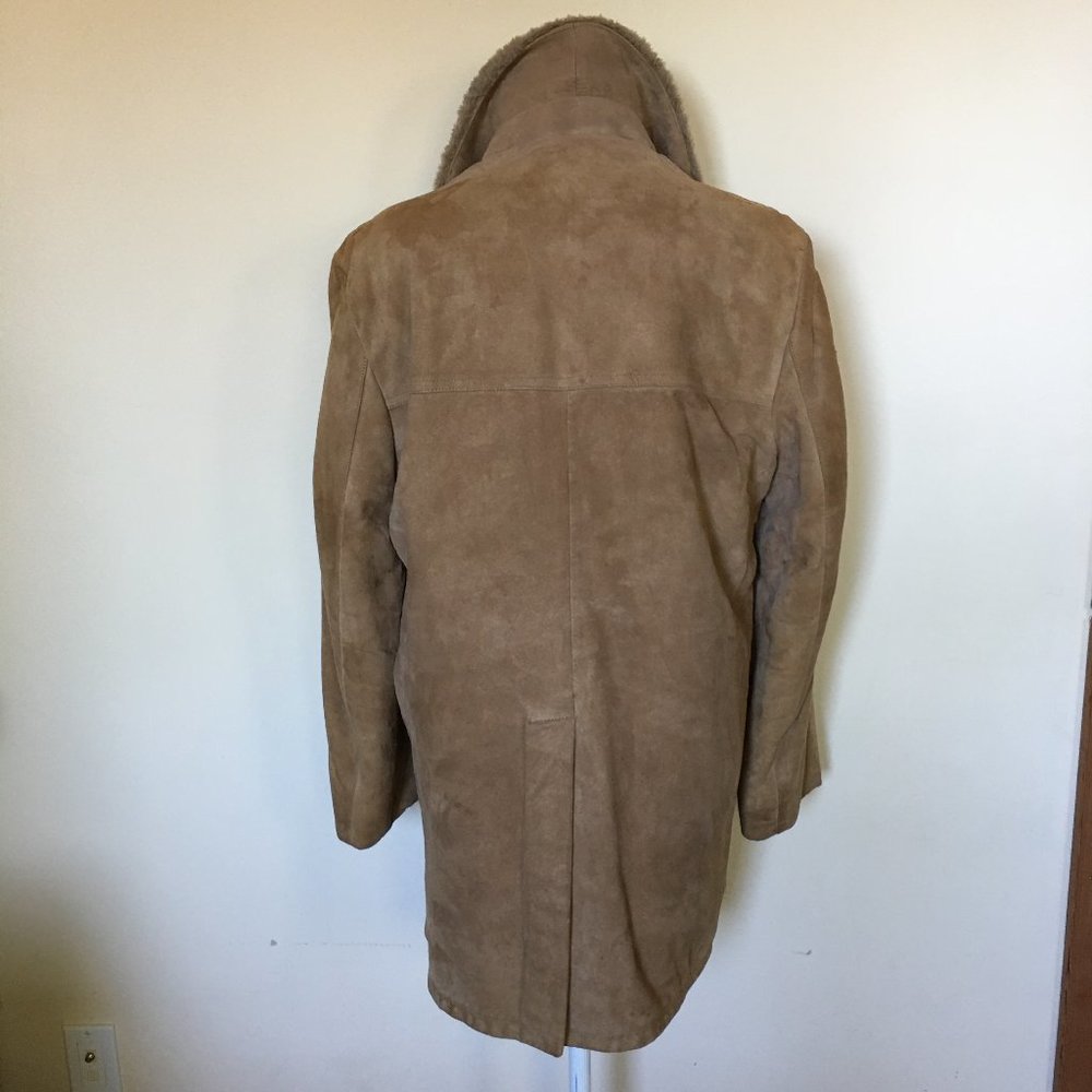 Lakeland Tan Suede Faux Shearling Sherpa Coat 40 - Picture 2 of 7